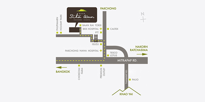 Baan Sita Wan Pakchong-Khaoyai-Map Location